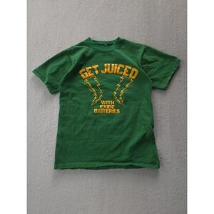 Vintage 1970s Get Juiced With Exide Batteries Green T-shirt Small